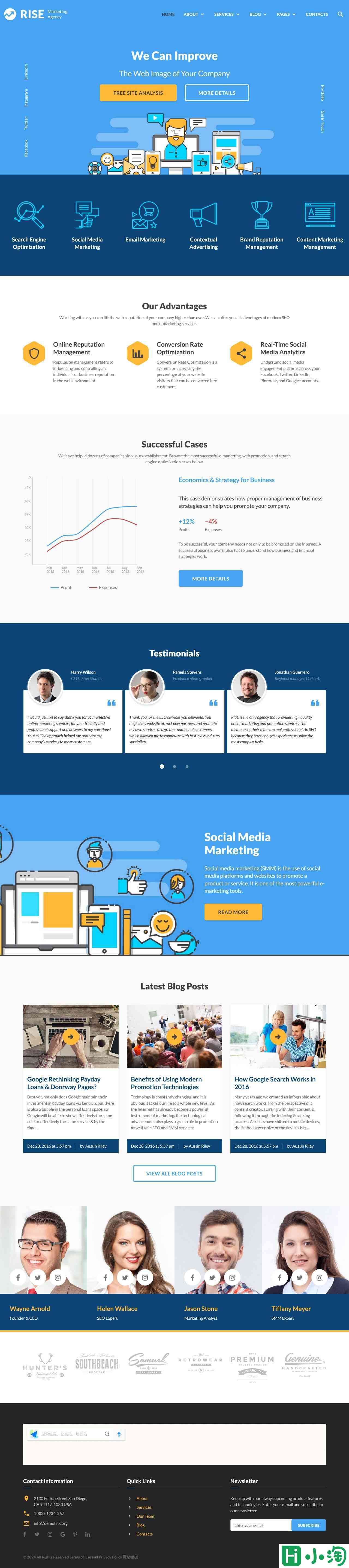 现代营销广告解决方案网站模板-PC预览
